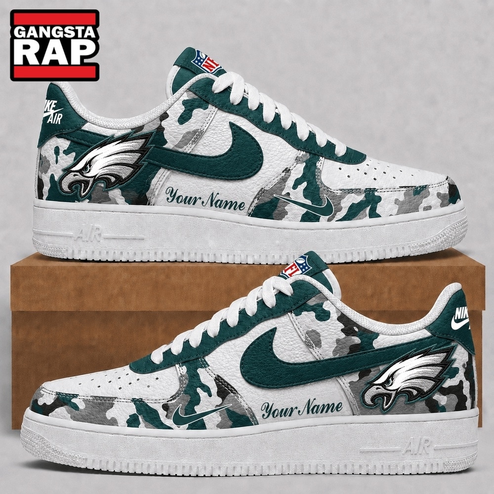 Philadelphia Eagles NFL Team Camo Air Force 1 Shoes Sneakers Philadelphia Eagles NFL Team Camo Air Force 1 Shoes Sneakers
