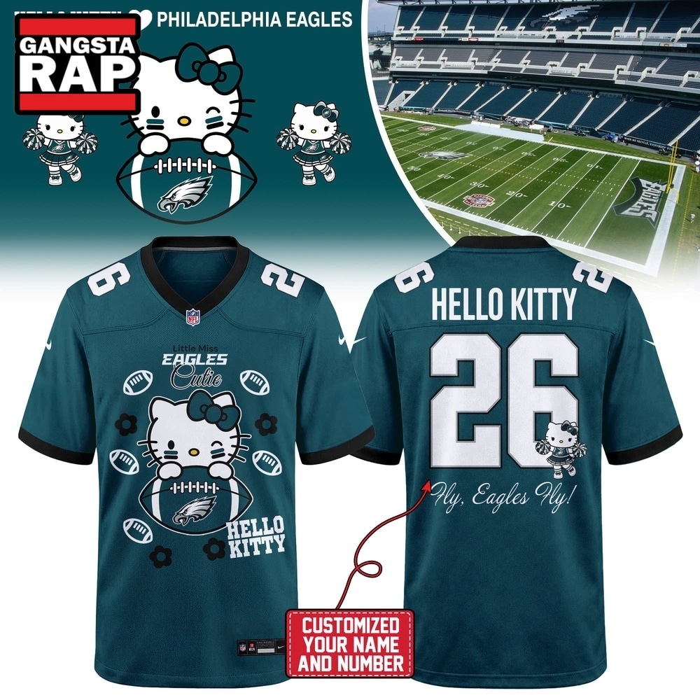 Philadelphia Eagles NFL x Hello Kitty 2026 Football Jersey Shirt, Trending Football Jersey Philadelphia Eagles NFL x Hello Kitty 2026 Football Jersey Shirt, Trending Football Jersey