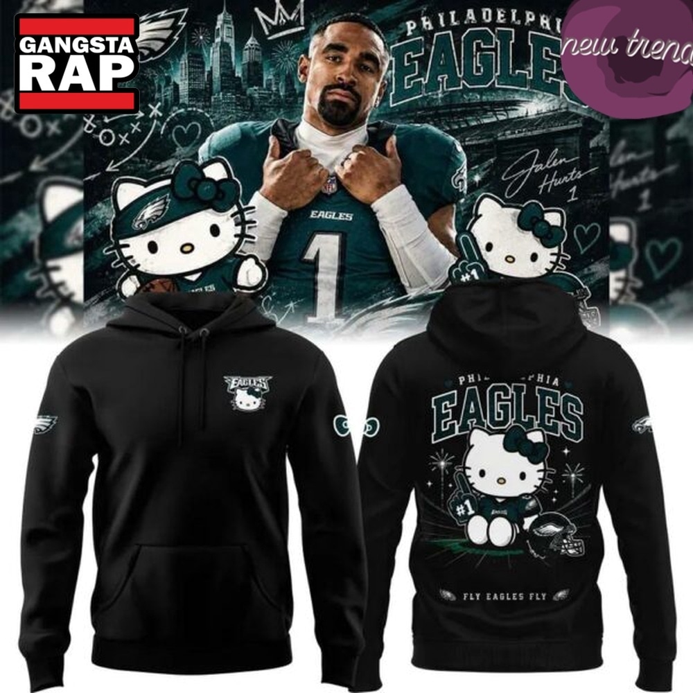 Philadelphia Eagles x Hello Kitty 2026 Black Hoodie, Trending Design Shirt Philadelphia Eagles x Hello Kitty 2026 Black Hoodie, Trending Design Shirt