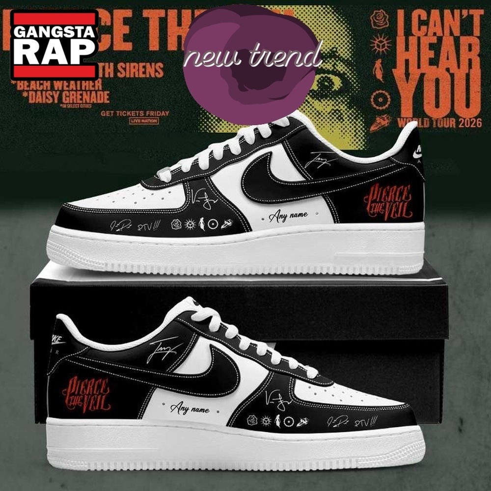 Pierce the Veil I Can’t Hear You World Tour 2026 Custom Name Air Force 1 Shoes Pierce the Veil I Can’t Hear You World Tour 2026 Custom Name Air Force 1 Shoes