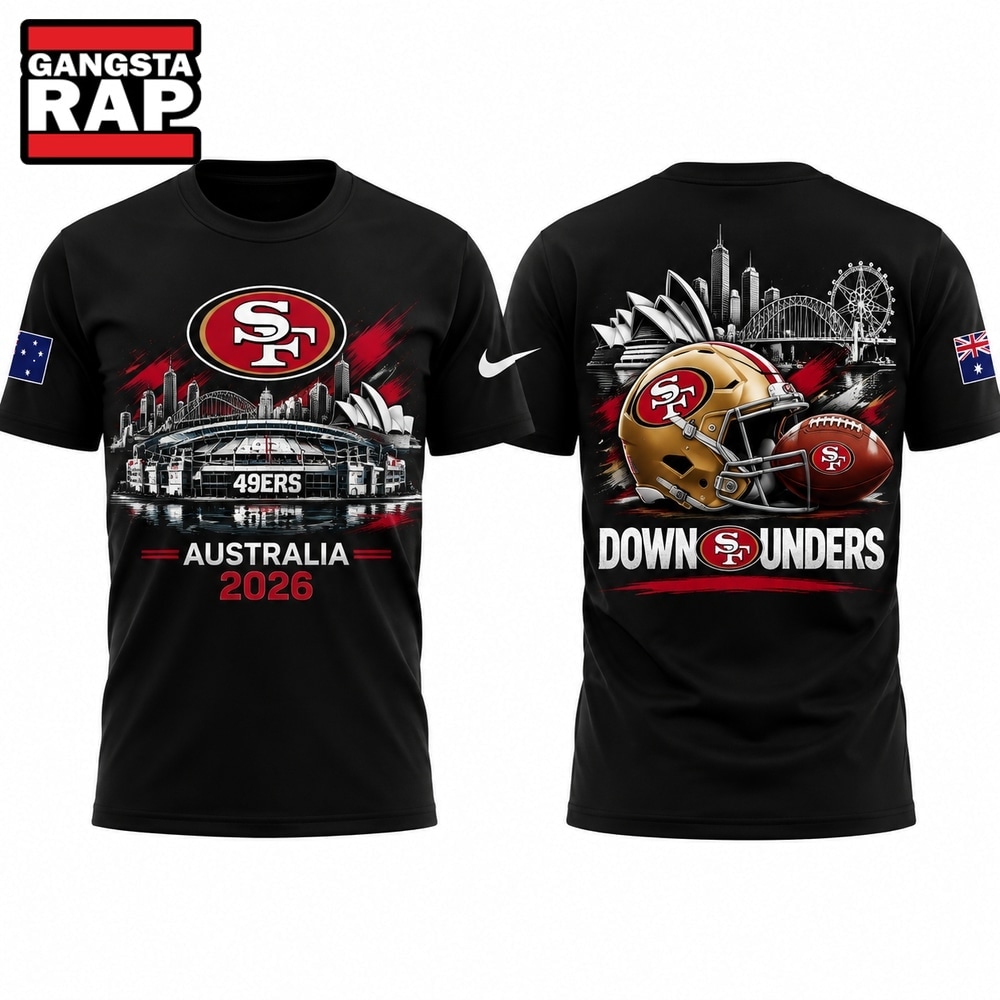 San Francisco 49ers 2026 Melbourne Game Special New Black T Shirt, Trending Design Shirt San Francisco 49ers 2026 Melbourne Game Special New Black T Shirt