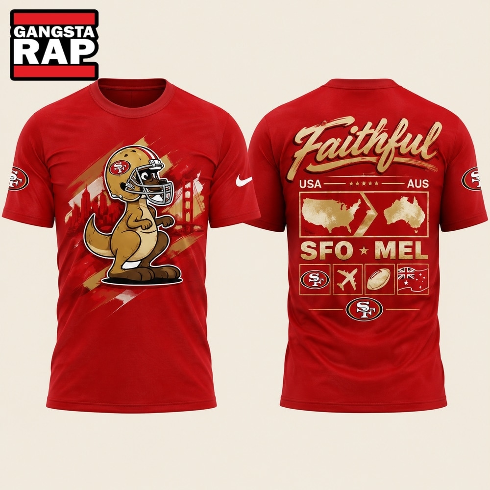 San Francisco 49ers 2026 Melbourne Game Special New Red T Shirt, Trending Design Shirt San Francisco 49ers 2026 Melbourne Game Special New Red T Shirt