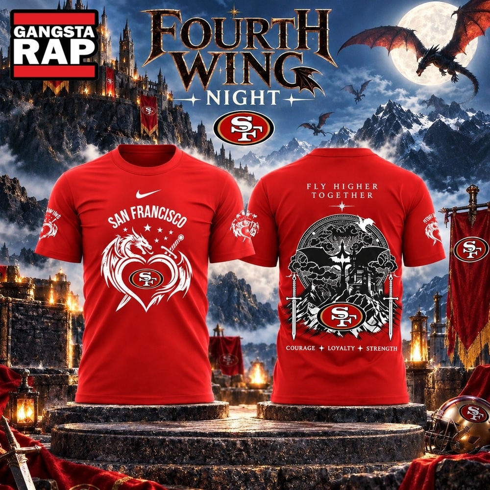 San Francisco 49ers Fourth Wing Night 2026 Red Graphic T Shirt, Trending Design Shirt San Francisco 49ers Fourth Wing Night 2026 Red Graphic T Shirt