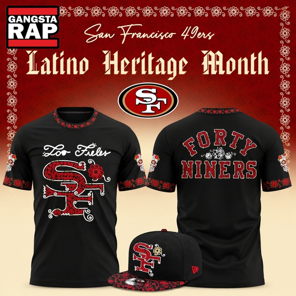 San Francisco 49ers Latino Heritage Month 2026 Black Graphic T Shirt, Trending Design Shirt San Francisco 49ers Latino Heritage Month 2026 Black Graphic T Shirt