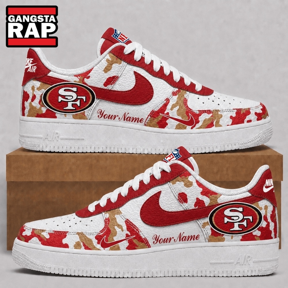 San Francisco 49ers NFL Team Camo Air Force 1 Shoes Sneakers San Francisco 49ers NFL Team Camo Air Force 1 Shoes Sneakers