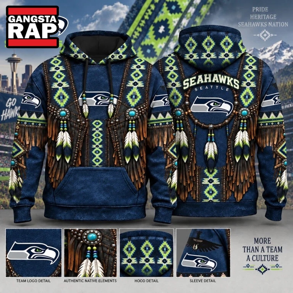 Seattle Seahawks Heritage Hoodie, Western Native Inspired Football Hoodie, Trending Design Shirt Seattle Seahawks Heritage Hoodie, Western Native Inspired Football Hoodie, Trending Design Shirt