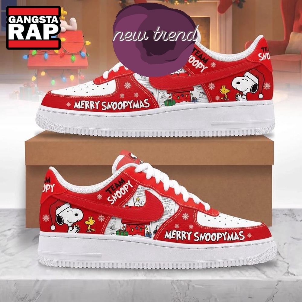 Snoopy Christmas Peanuts Gang Limited Edition Red Air Force 1 Shoes Snoopy Christmas Peanuts Gang Limited Edition Red Air Force 1 Shoes