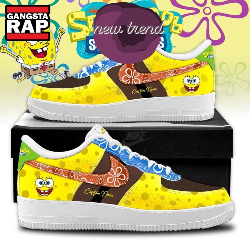 SpongeBob SquarePants 2026 Yellow Air Force 1 Shoes Sneaker SpongeBob SquarePants 2026 Yellow Air Force 1 Shoes Sneaker