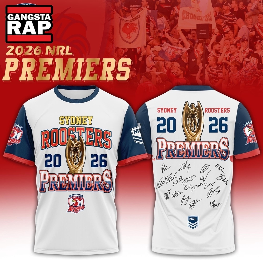 Sydney Roosters 2026 NRL Premiers Signature White T Shirt, Trending Design Shirt Sydney Roosters 2026 NRL Premiers Signature White T Shirt, Trending Design Shirt