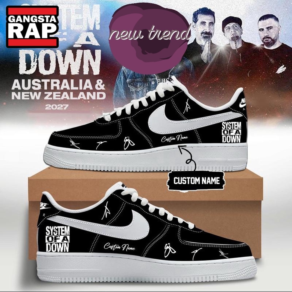 System Of A Down And Faith No More Australia x New Zealand Tour Black Air Force 1 Shoes Sneakers