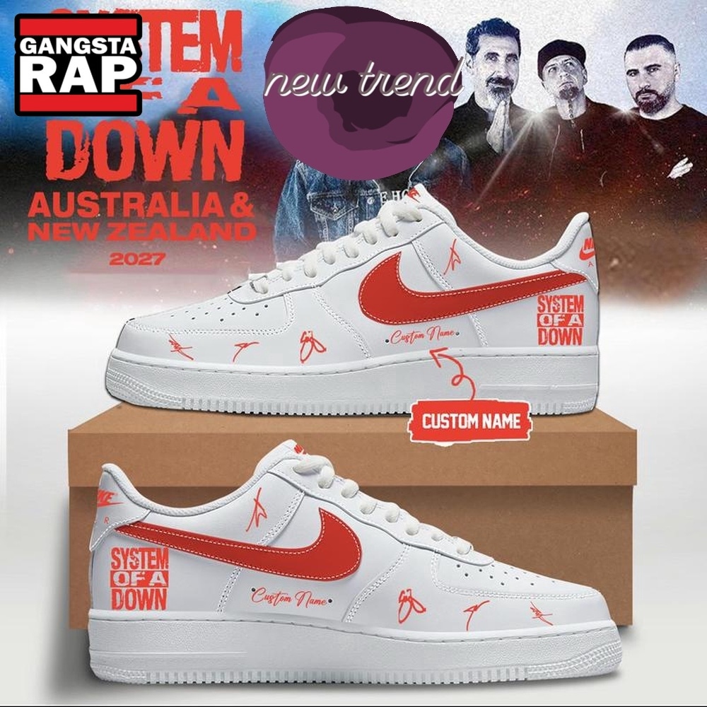 System Of A Down And Faith No More Australia x New Zealand Tour White Air Force 1 Shoes Sneakers