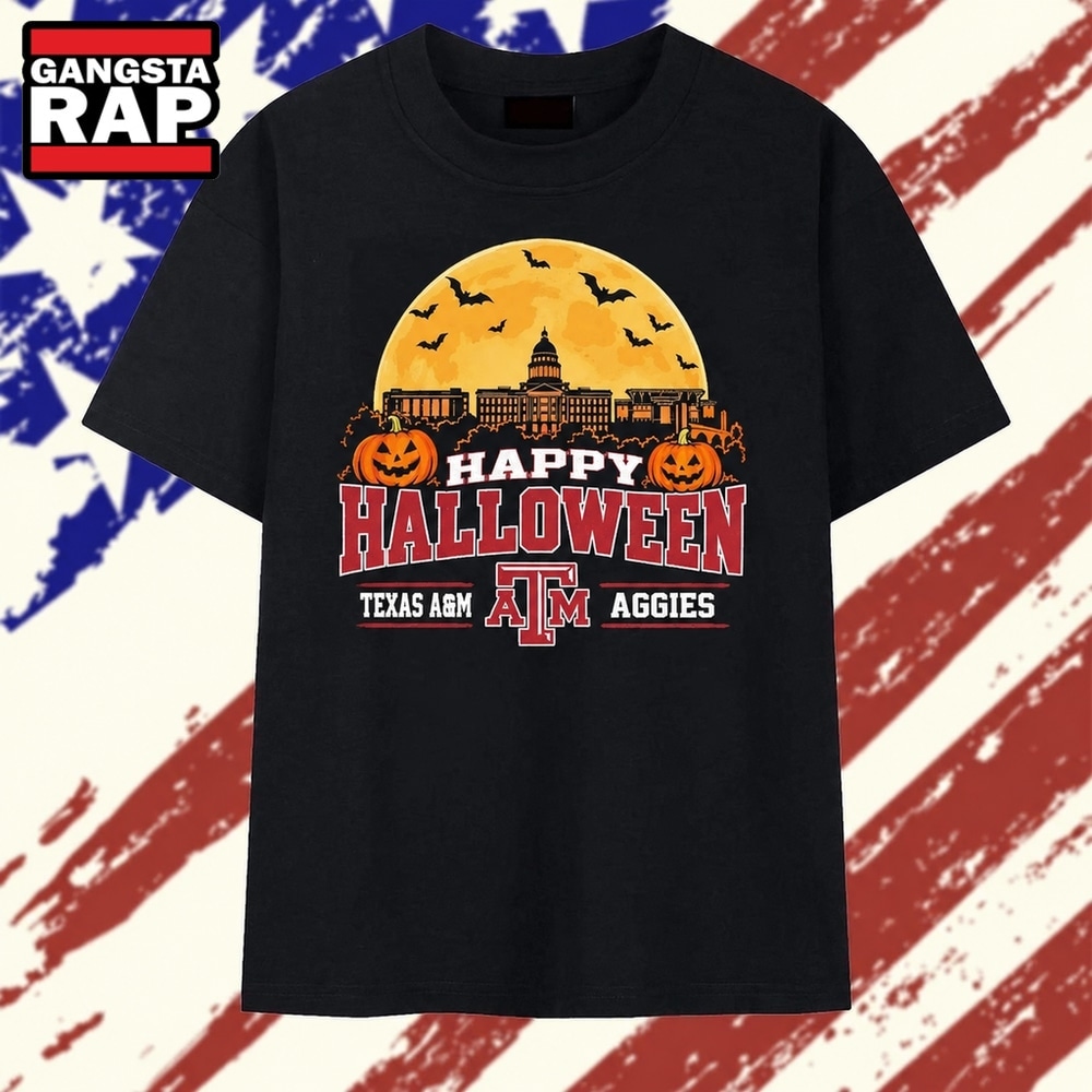 Texas A&M Aggies Happy Halloween City Skyline 2026 T Shirt, Trending 2D Shirt Texas A M Aggies Happy Halloween City Skyline 2026 T Shirt