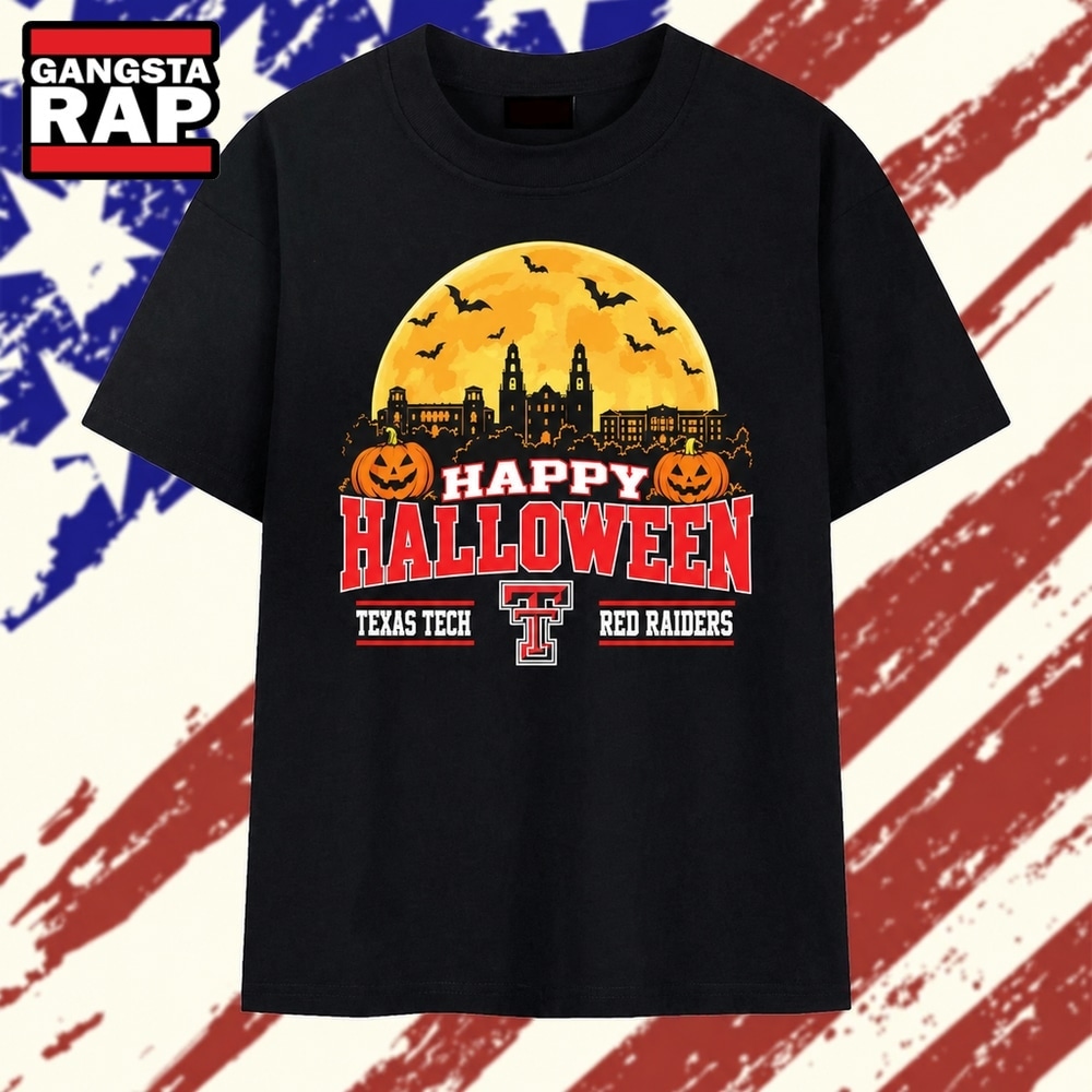 Texas Tech Red Raiders Happy Halloween City Skyline 2026 T Shirt, Trending 2D Shirt Texas Tech Red Raiders Happy Halloween City Skyline 2026 T Shirt