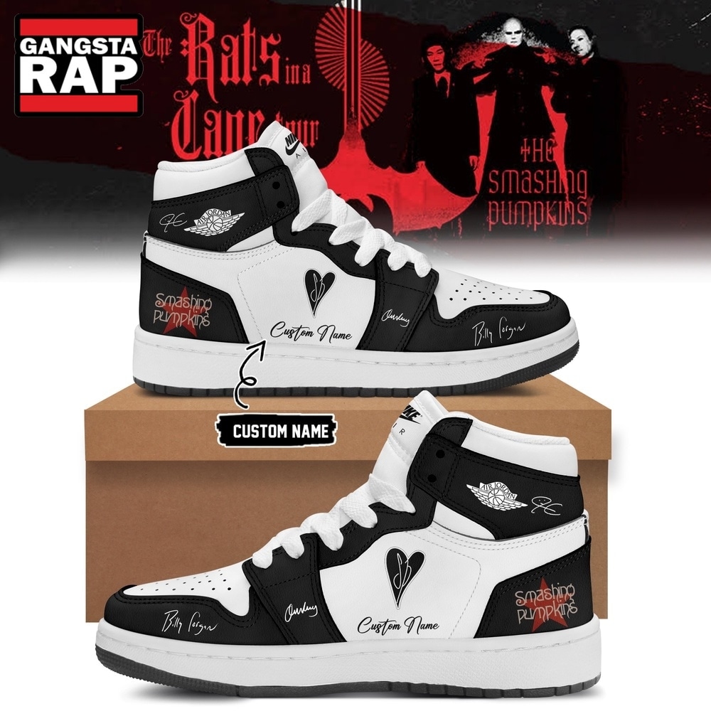 The Smashing Pumpkins The Rats In A Cage Tour 2026 Black Air Jordan 1 Hightop Shoes, Music Air Jordan 1 Shoes The Smashing Pumpkins The Rats IN A Cage Tour 2026 Black Air Jordan 1 Hightop Shoes