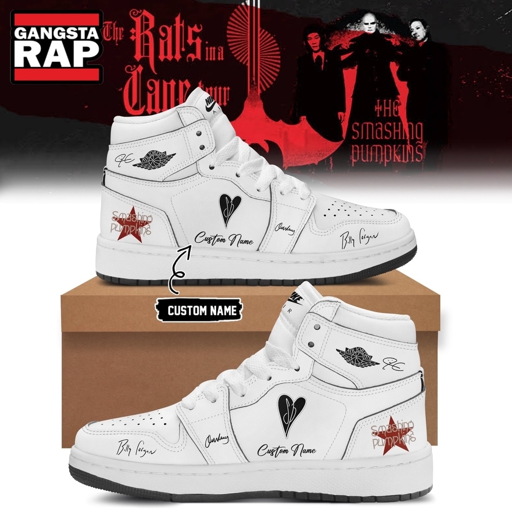 The Smashing Pumpkins The Rats In A Cage Tour 2026 White Air Jordan 1 Hightop Shoes, Music Air Jordan 1 Shoes The Smashing Pumpkins The Rats IN A Cage Tour 2026 White Air Jordan 1 Hightop Shoes