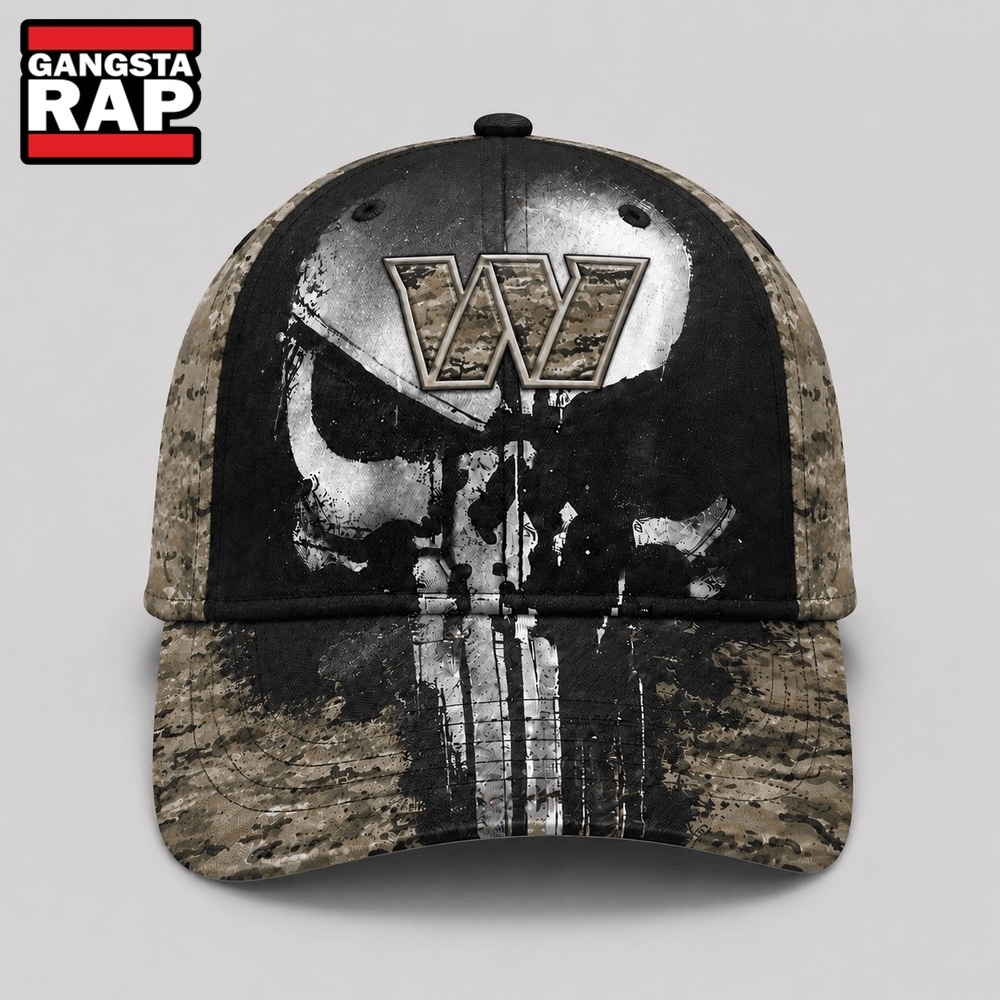 Washington Commanders NFL Halloween Military Skull Camo Classic Cap, NFL Football Cap Washington Commanders NFL Halloween Military Skull Camo Classic Cap, NFL Football Cap