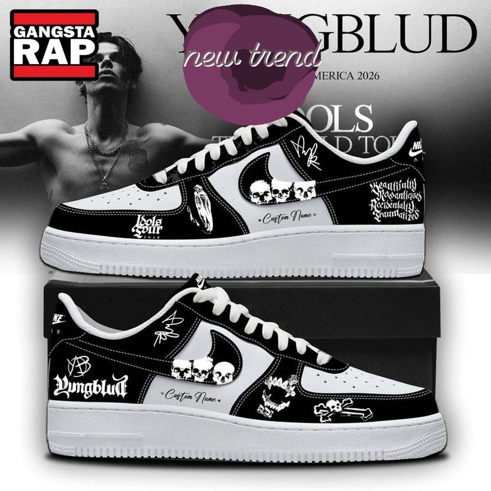 YUNGBLUD Idols World Tour 2026 Custom Name Black Air Force 1 Shoes Sneakers